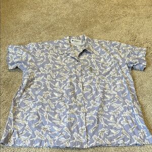 Columbia Sportswear Women Blue White Fly Fishing Shirt L Vintage